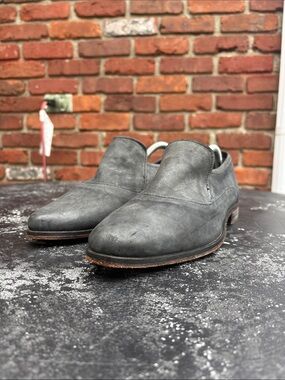 Free People Women's Brady CharcoalGray Leather Slip-On Loafers size 40.5